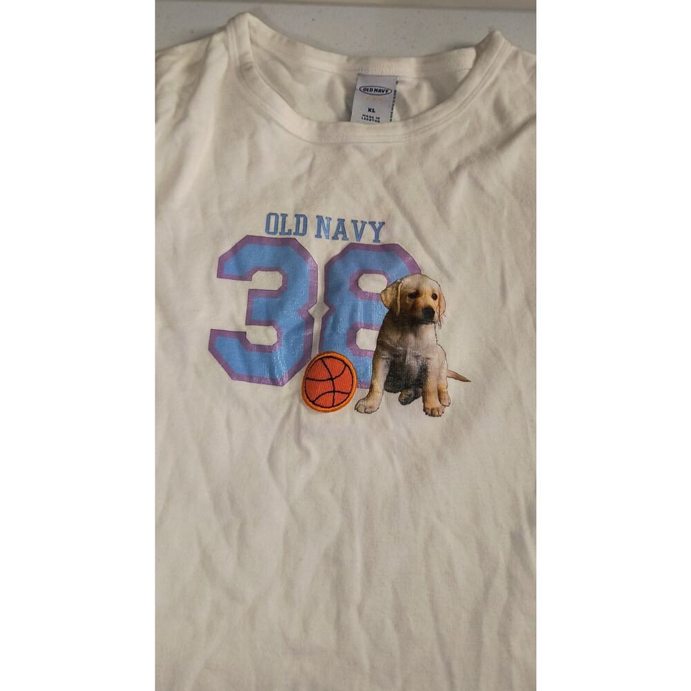 Old Navy Boy's Long Sleeve T-Shirt Causal Solid Logo Pullover White Size XL G001 - Picture 2 of 2